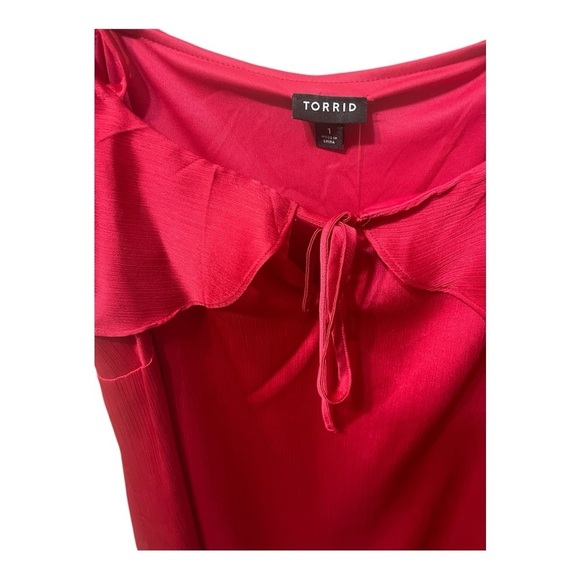 Torrid Red Chiffon Cold Shoulder Holiday Social Top 1X NWT - Picture 6 of 8